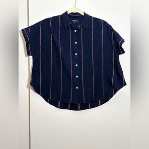 Madewell Hilltop Shirt in Folklore Jacquard Stripe Size XS